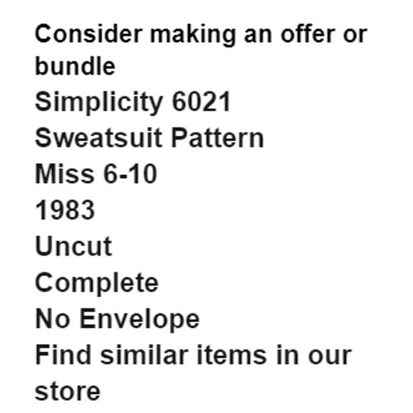 Simplicity 6021 Pattern Sweats Miss 6-10 Tracksuit Comfort Loungewear Sporty - Picture 4 of 7
